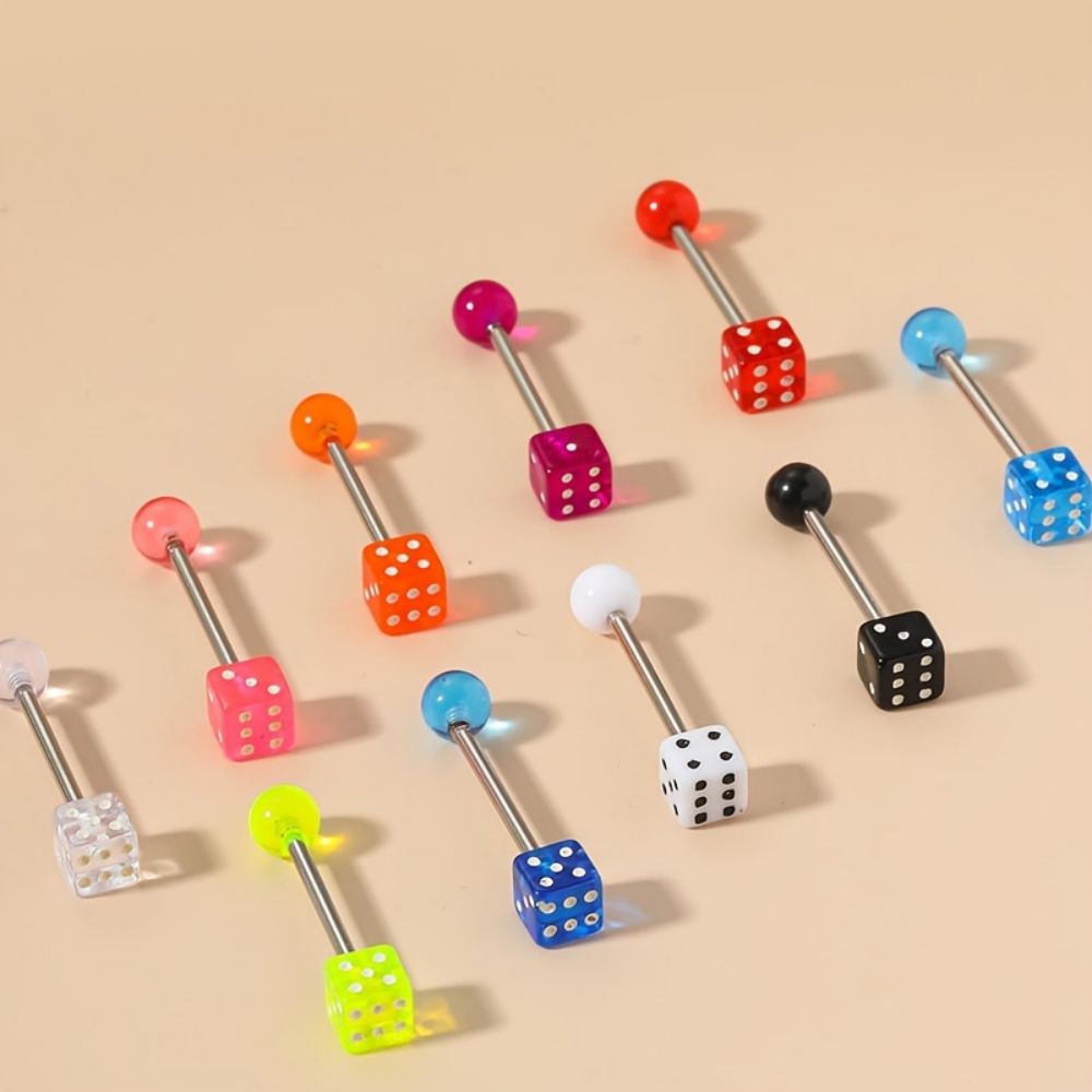 Body Jewelry Changing Kit - 10 pz Tongue Nails Set Multicolor