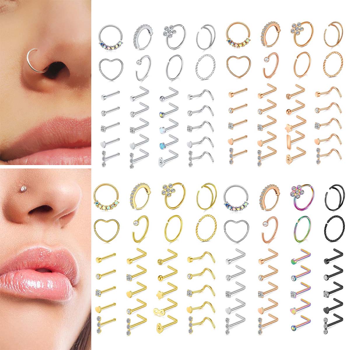 Body Jewelry Changing Kit - 28 Pz/set 20g Anelli Al Naso