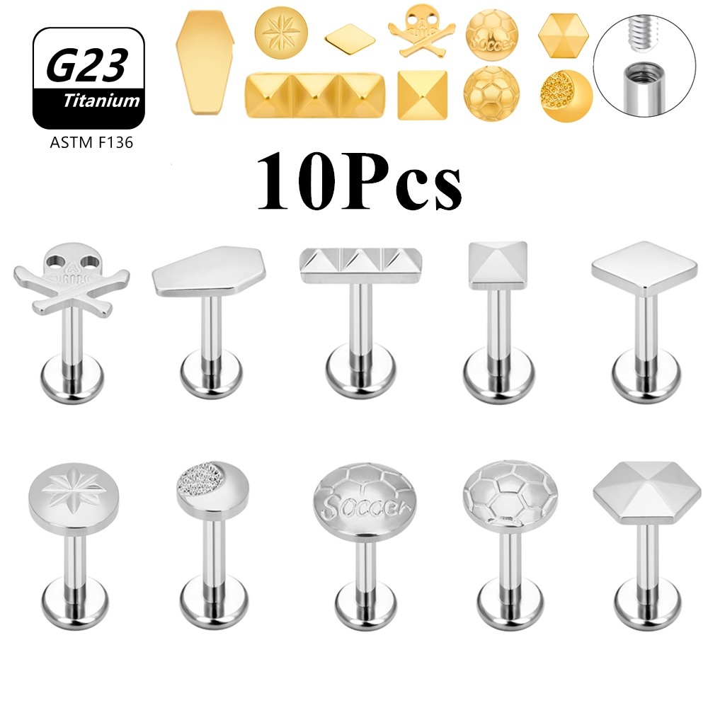 Body Jewelry Labret - 10 pz 16G G23 titanio Stud